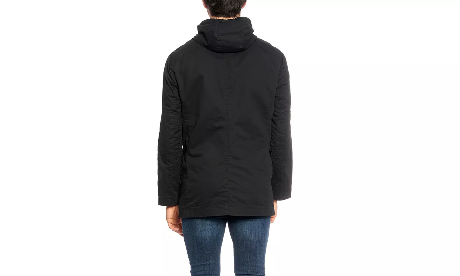 Men's Double-Closure Cotton Parka Jacket with Hood (Size L) - Second Medium