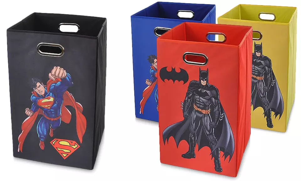 Batman or Superman Folding Laundry Baskets - Primary Image