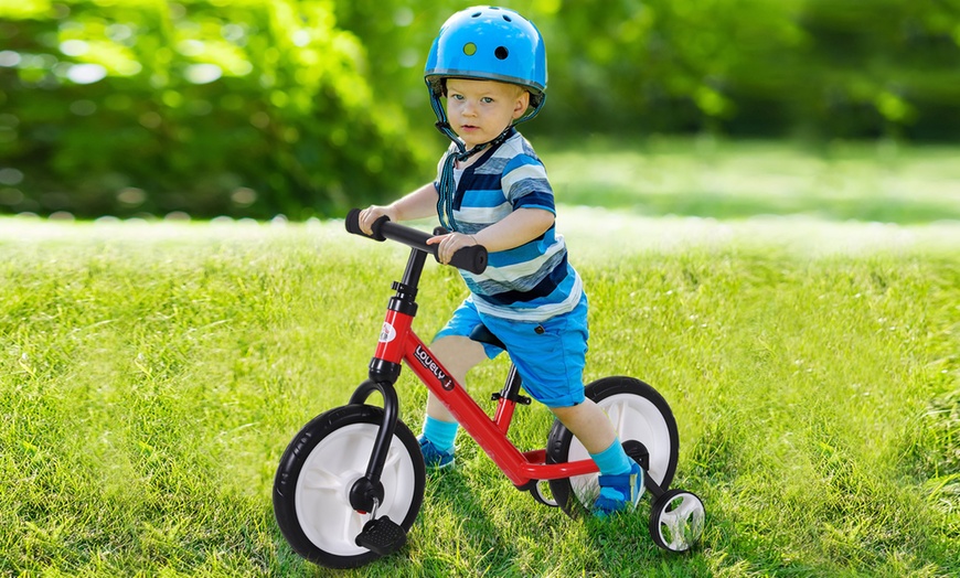 Image 1: HomCom Toddlers' Balance Bike with Removable Stabilisers