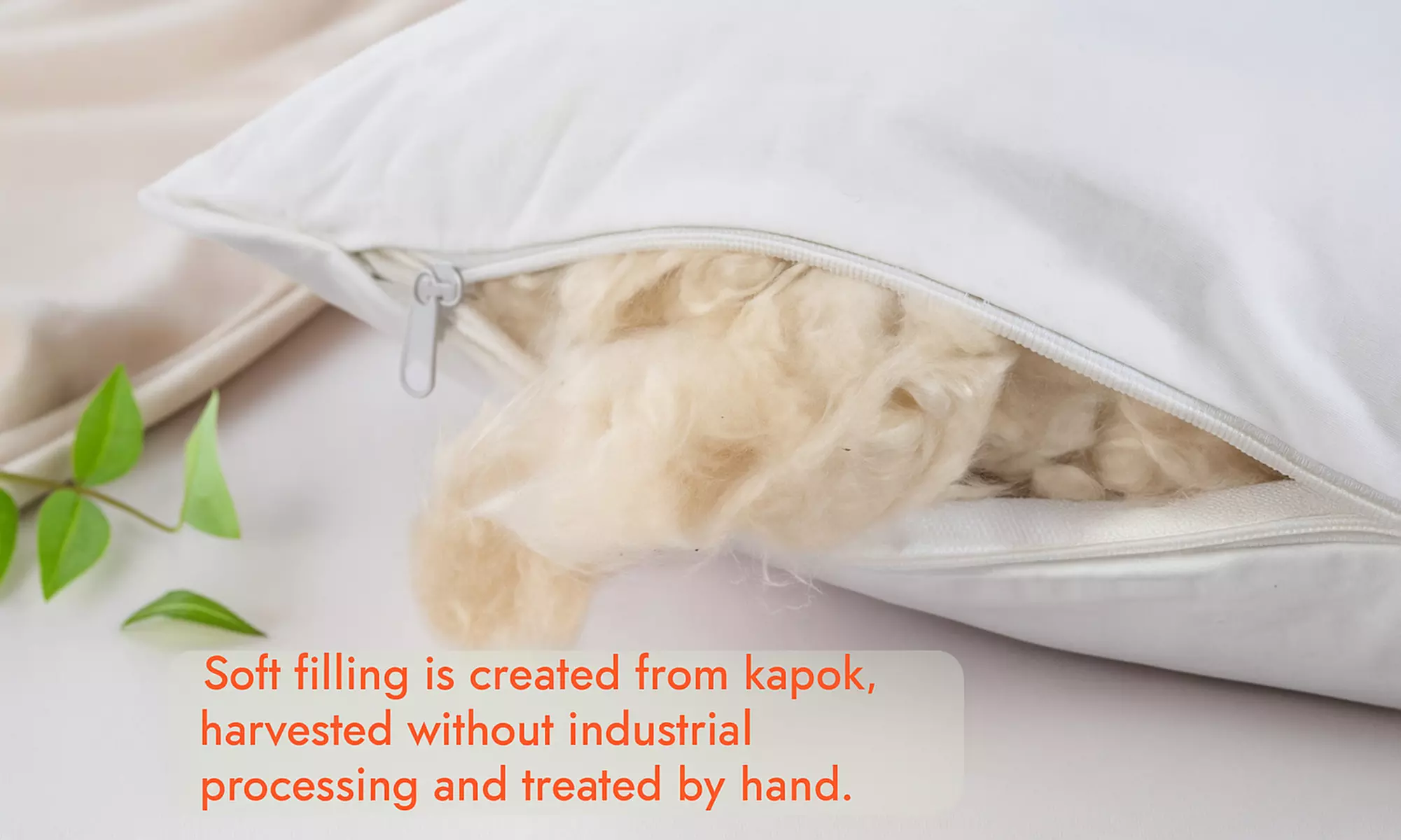 Almohada 100 % kapok natural, orgánica, funda de algodón, mullida, muy resistente y naturalmente transpirable. Sampur - Second Medium