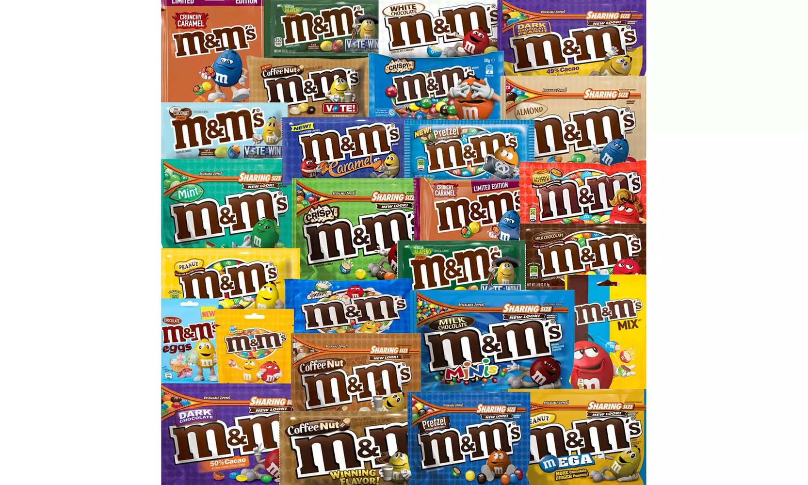 Lot de 3, 6 ou 8 sachets de M&M's avec des variétés différentes - Primary Image