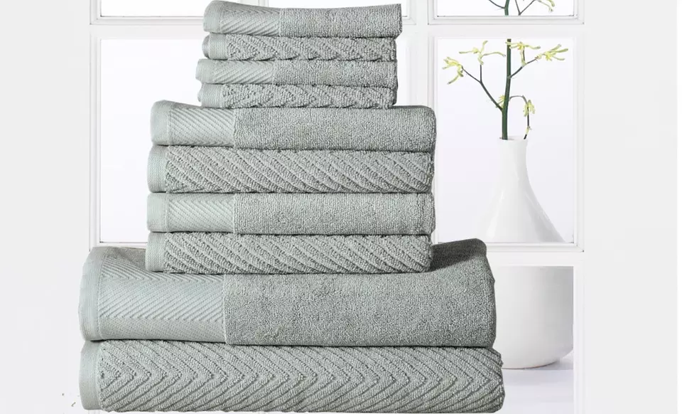 Elegance Spa 100% Egyptian Cotton 600GSM Chevron Towel Set (10-Piece) - Primary Image