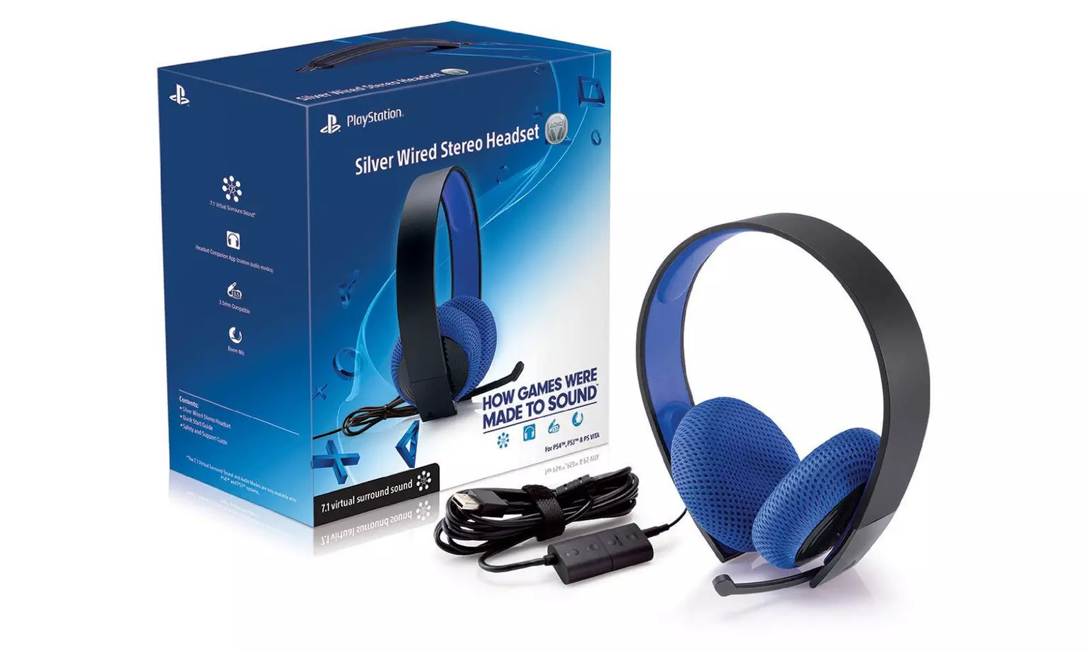 Sony Silver Wired Headset with Inline Microphone and Controls for PlayStation 4, PlayStation 3, and PlayStation Vita - Primary Image