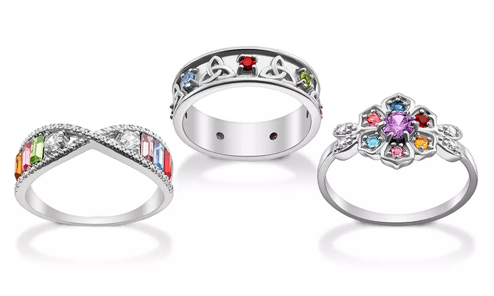 1 or 2 Custom Sterling Silver Mother's, Grandmother's, Family Birthstone Rings–Limogés Jewelry (Up to 56% Off) - Second Medium