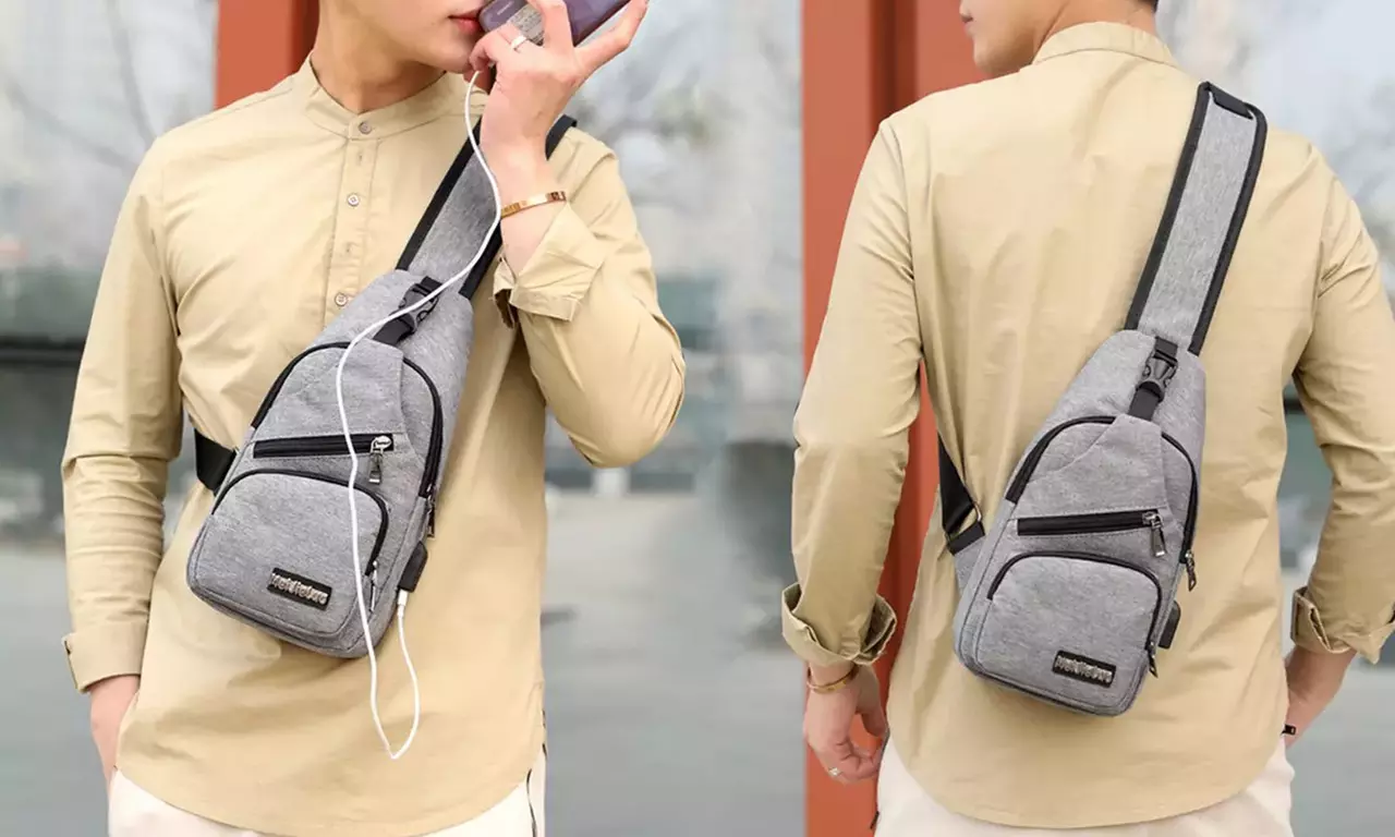 1x oder 2x Brusttasche in Schwarz oder Grau