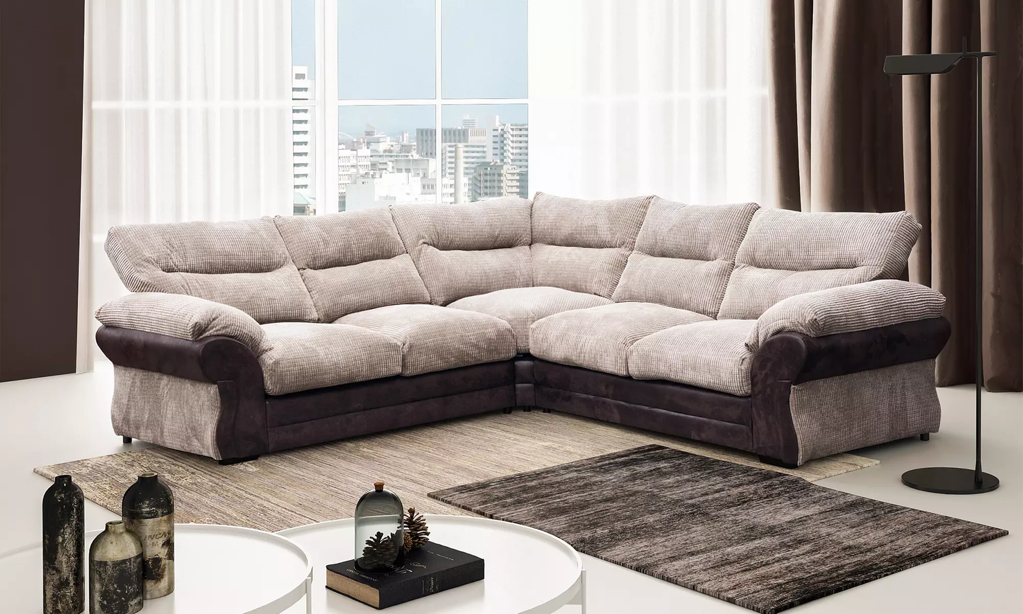 Houston Fabric Large Corner Sofa for £599 (54% Off) - Primary Image