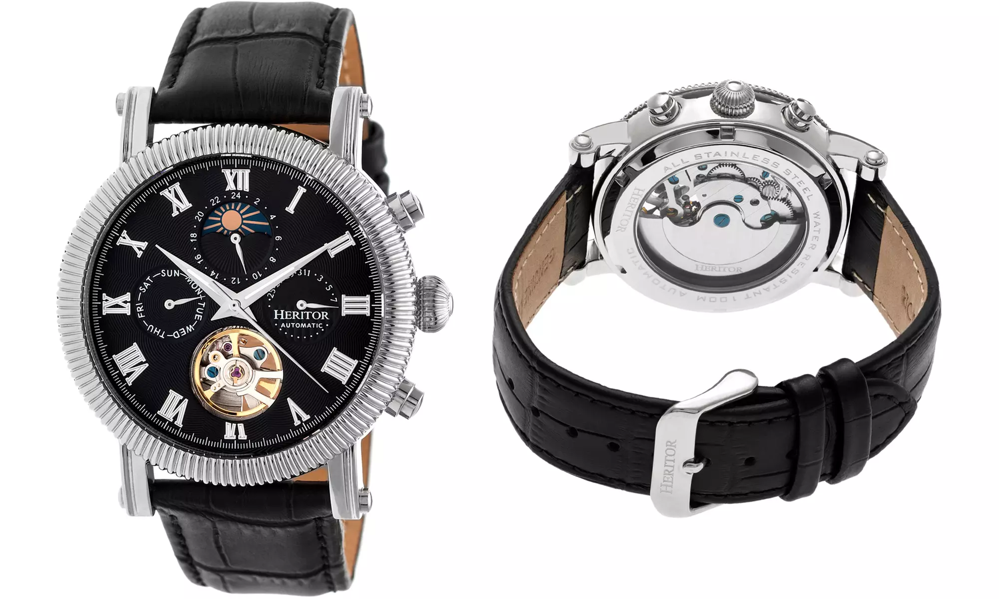 Heritor Automatic Leather Watch