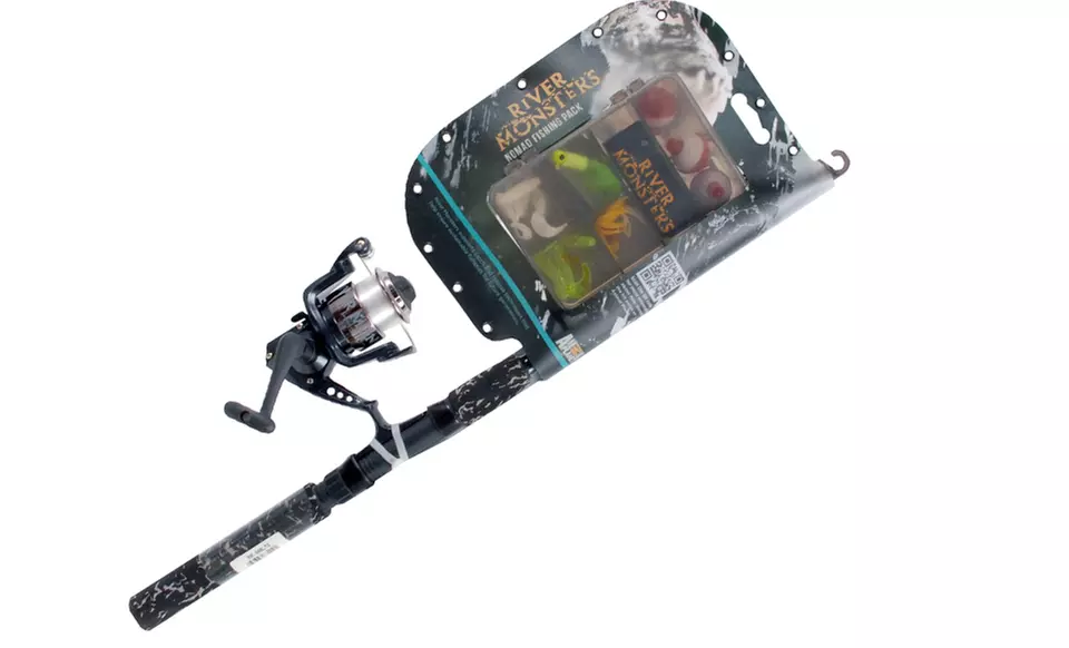 River Monsters Nomad Fishing Pack with Telescopic Spinning Rod and Reel. Free Shipping and Returns. - Primary Image