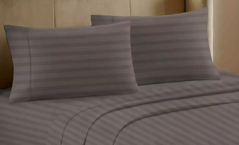 Closeout Pricing: 1000-Thread-Count Hotel Grand Cabana Stripe Cotton-Rich Sheet Set - Primary Image