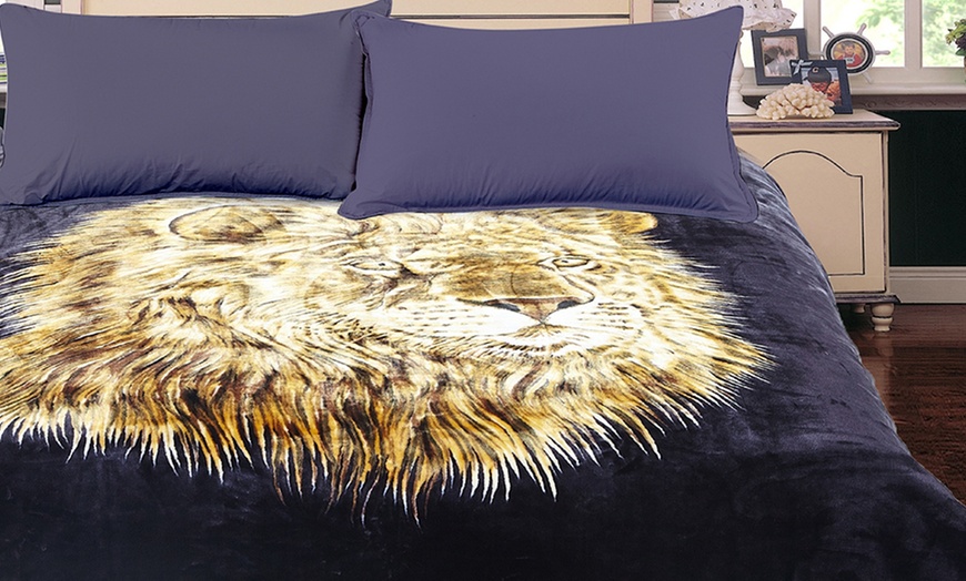 Image 1: Animal-Print Faux Mink Blanket