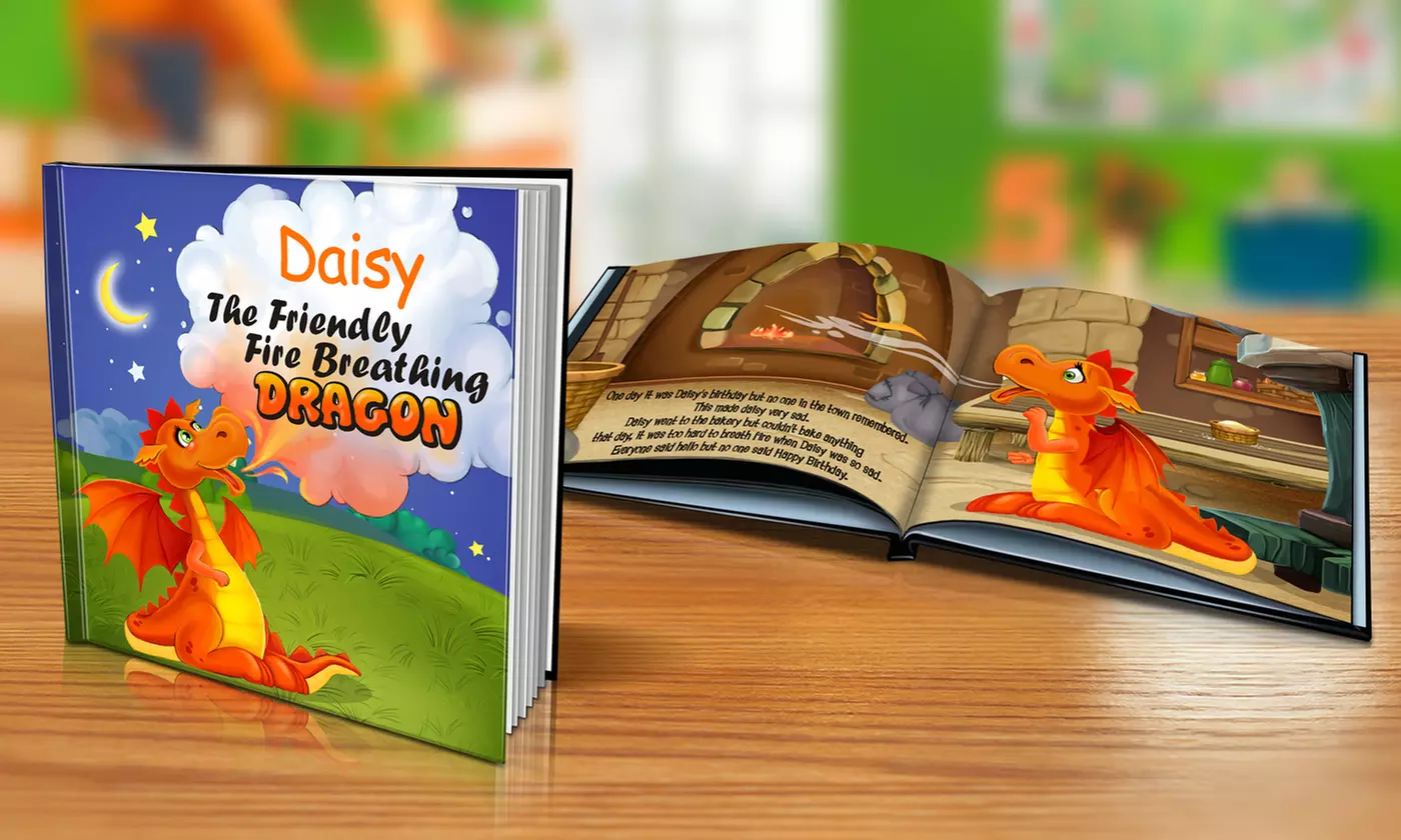 $9 or $14 for "The Friendly Fire Breathing Dragon" Personalized Softcover or Hardcover Children's Book from Dinkleboo (Up to 65% Off)  - Primary Image