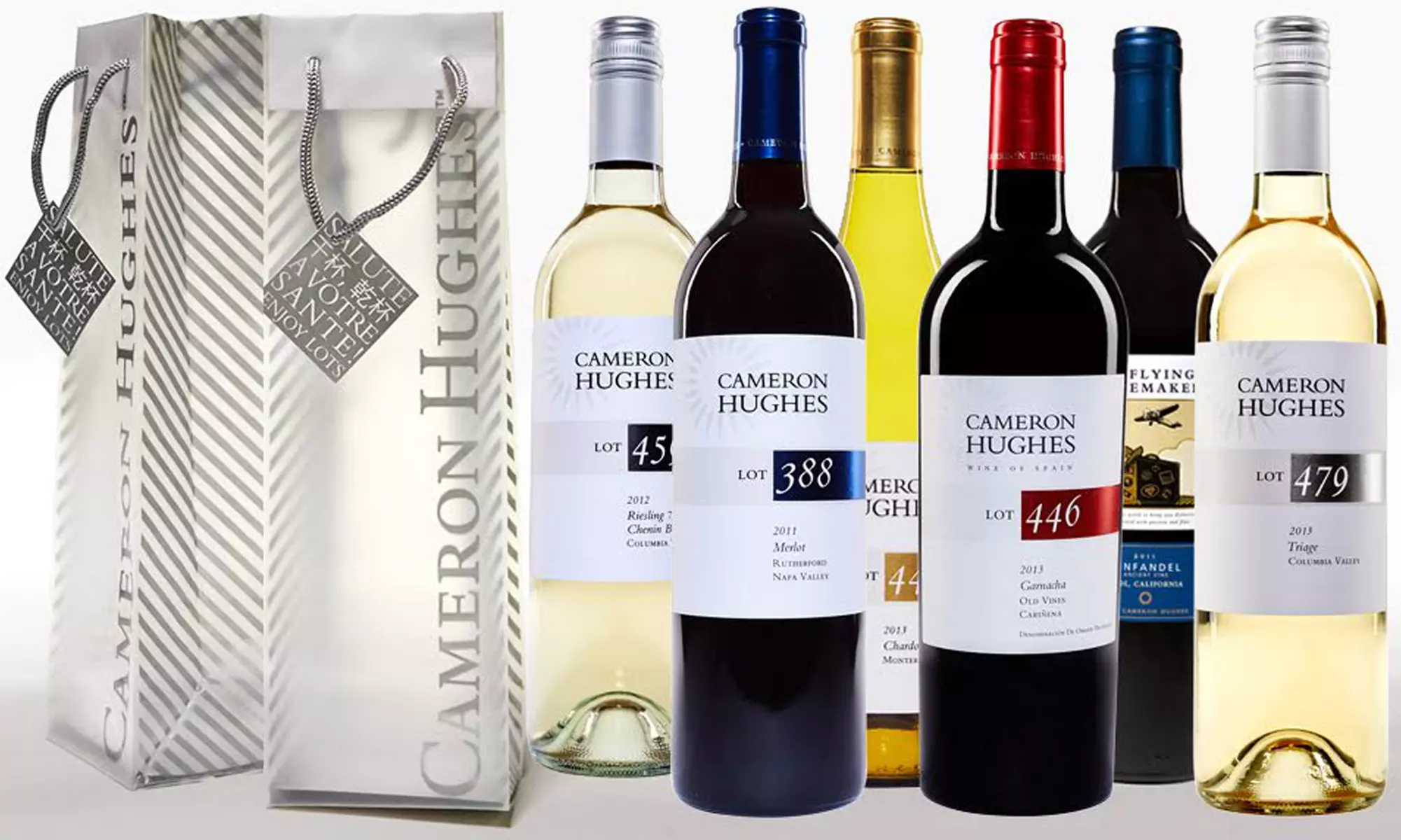 Cameron Hughes 6-Pack of Red, White, or Mixed Wine Samplers with 2 Free Frosted Wine Gift Bags. Shipping Included. - Primary Image