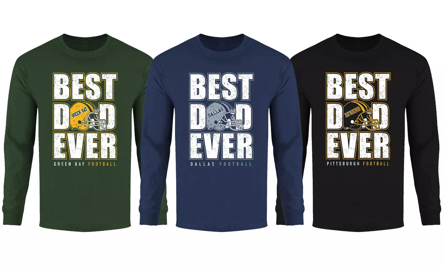 Men Best Football Dad Ever Long Sleeve Shirt (S-2XL)