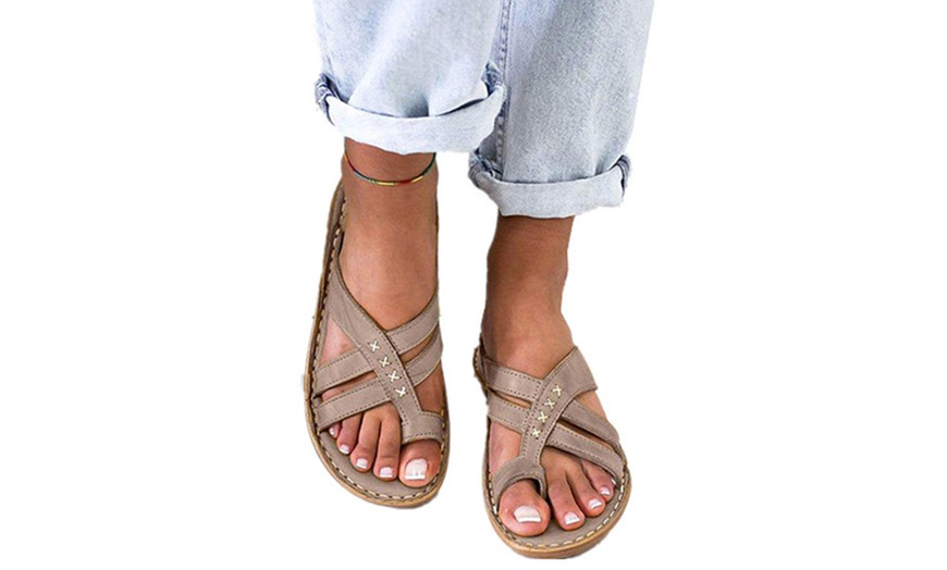 Image 5: Strappy Sandals with Toe Loop