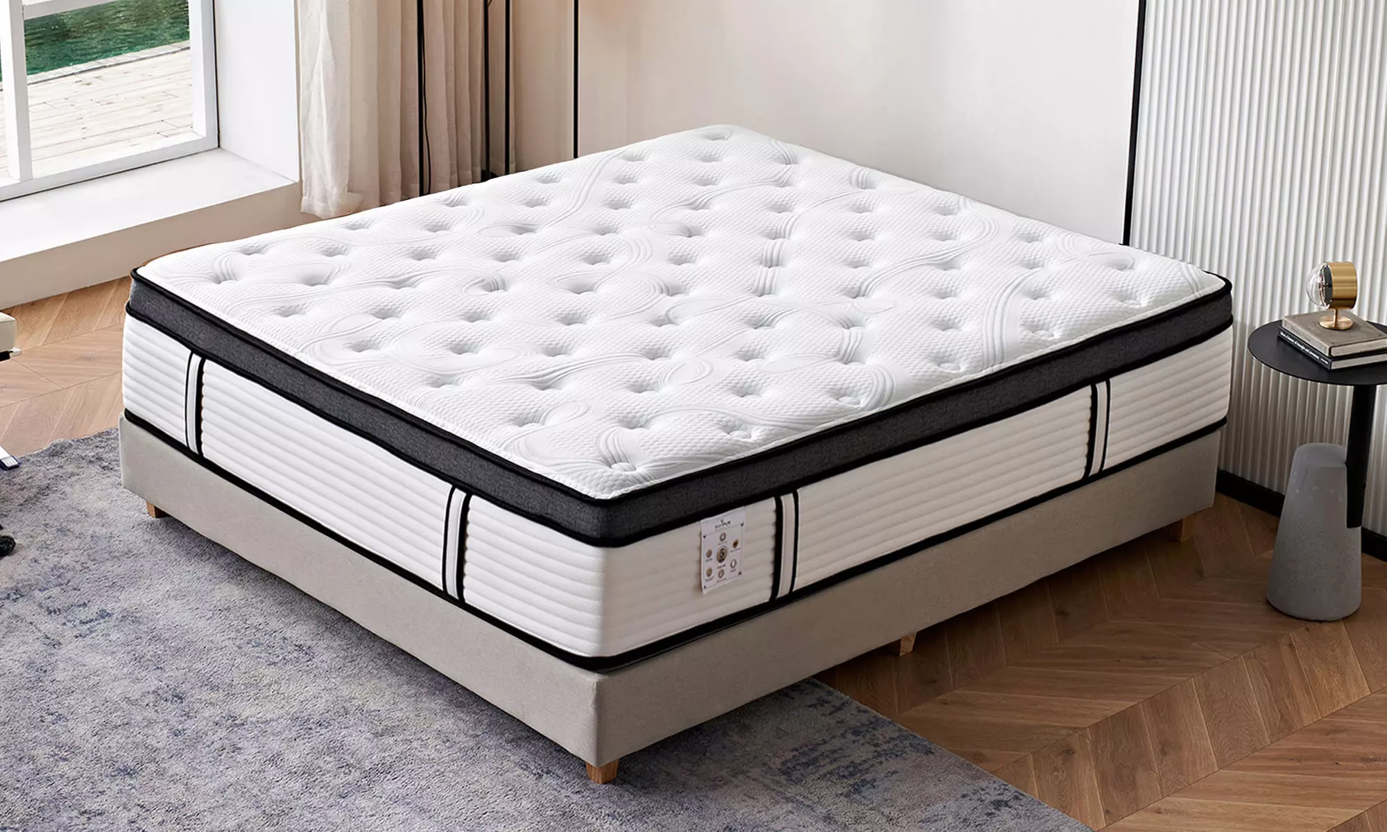 Matelas Grand View tehnologie hybride, 26 cm, latex, ressorts ensachés et mémoire de forme, Sampur, livraison offerte - Primary Image