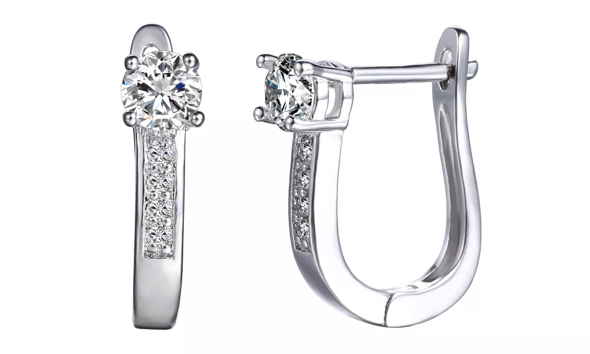 3.00 CTTW Hoop Earrings with Swarovski Elements Crystals - Primary Image