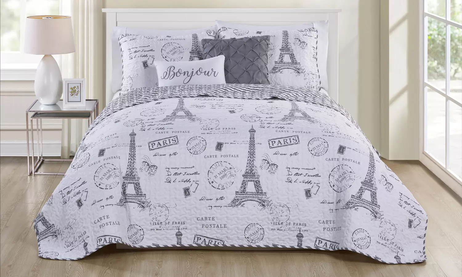 Paris Night Reversible Quilt Set or Duvet Cover Set (5-Piece) - Primary Image