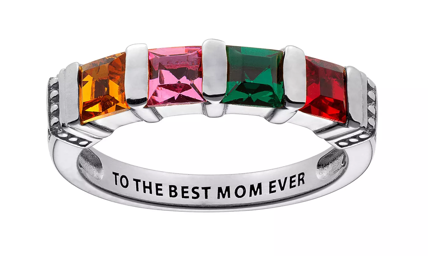 $29.99 for a Personalized Sterling-Silver Mother's Birthstone Ring from Limogés Jewelry ($69.99 Value) - Primary Image
