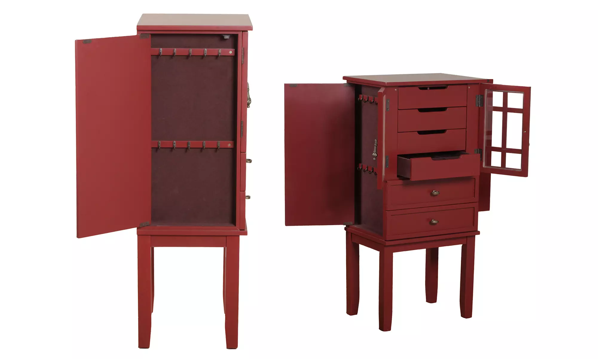 Red Glass Door Jewelry Armoire - Second Medium