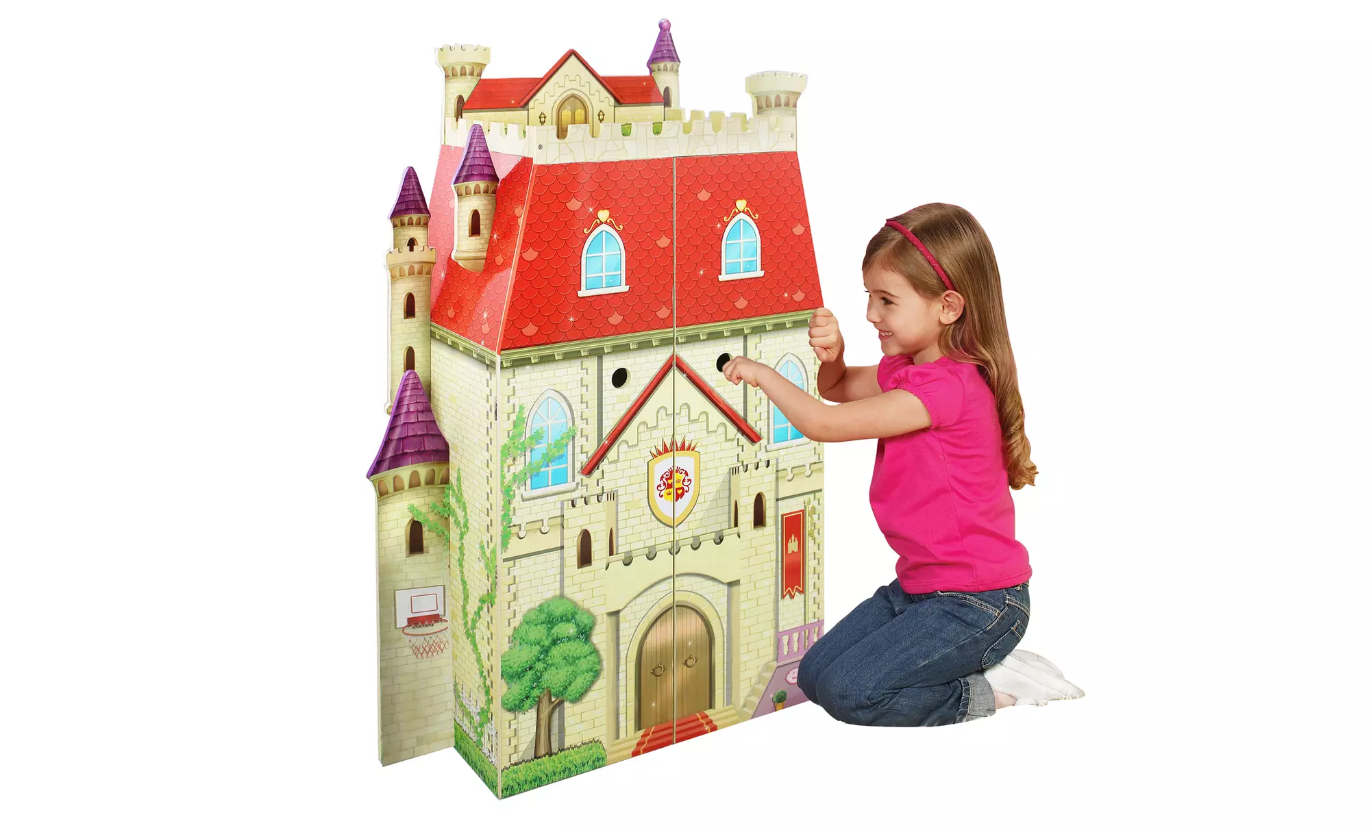 Fancy Castle Wooden Dollhouse with Furniture Set - Primary Image