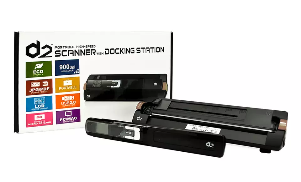 D2 Portable Document Scanner with Docking Station in Black, Blue, or Red. Free Returns. - Primary Image