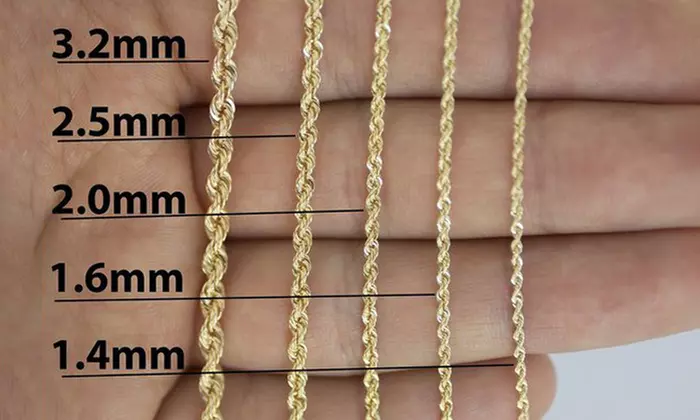 14K Gold 2.5MM Rope Chain by Moricci - Second Medium