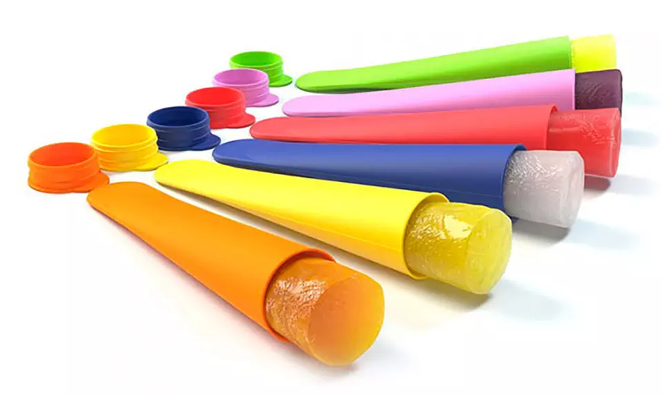 6, 12 oder 24 bunte Silikon-Ice-Pop-Formen für hausgemachtes Stangeneis aus Wasser, Säften, Cola, Limonaden oder Joghurt - Primary Image