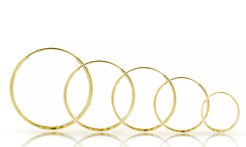 Half Diamond Cut Endless Hoop Earrings in 14K Solid Gold - Primary Image