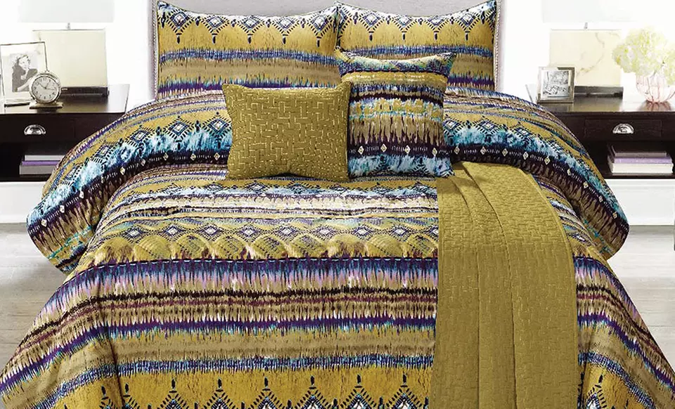 6-Piece Contemporary Comforter Set, Including Matching Coverlet. Multiple Styles and Sizes Available from $59.99–$69.99. - Second Medium