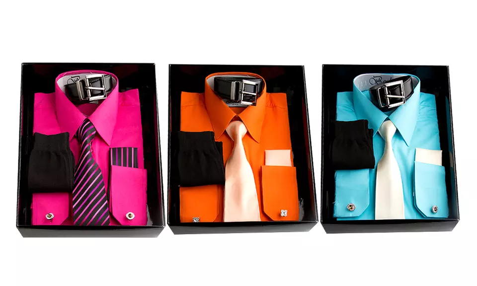 Berlioni Men's 6-Piece Dress Shirt & Accessories Set - Primary Image