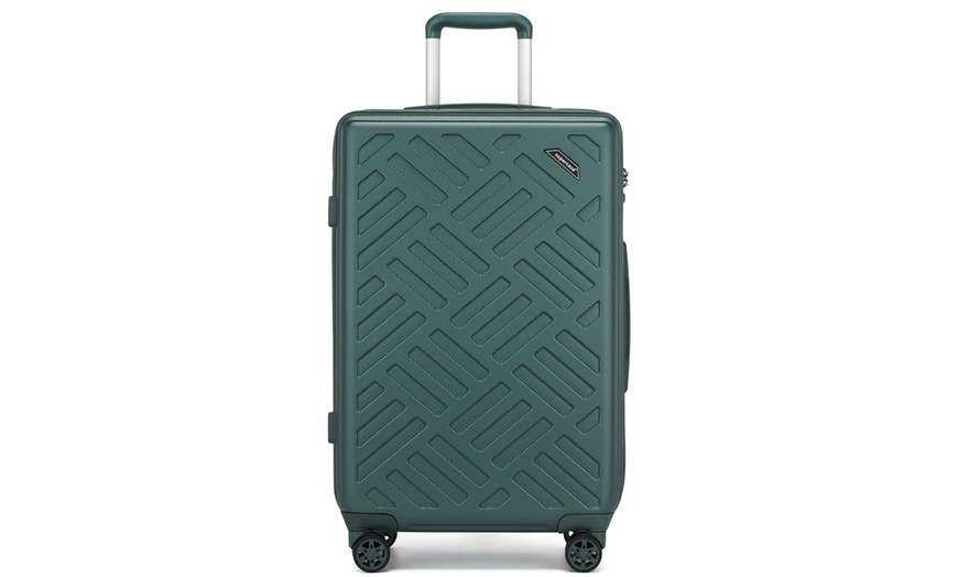 Image 4: Three-Piece Sleek Geometric Pattern Hard Shell ABS+PC Suitcase Set 