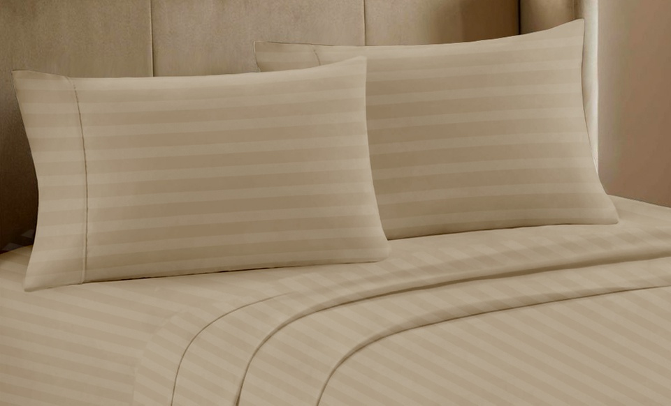 Closeout Pricing: 1000-Thread-Count Hotel Grand Cabana Stripe Cotton-Rich Sheet Set - Second Medium