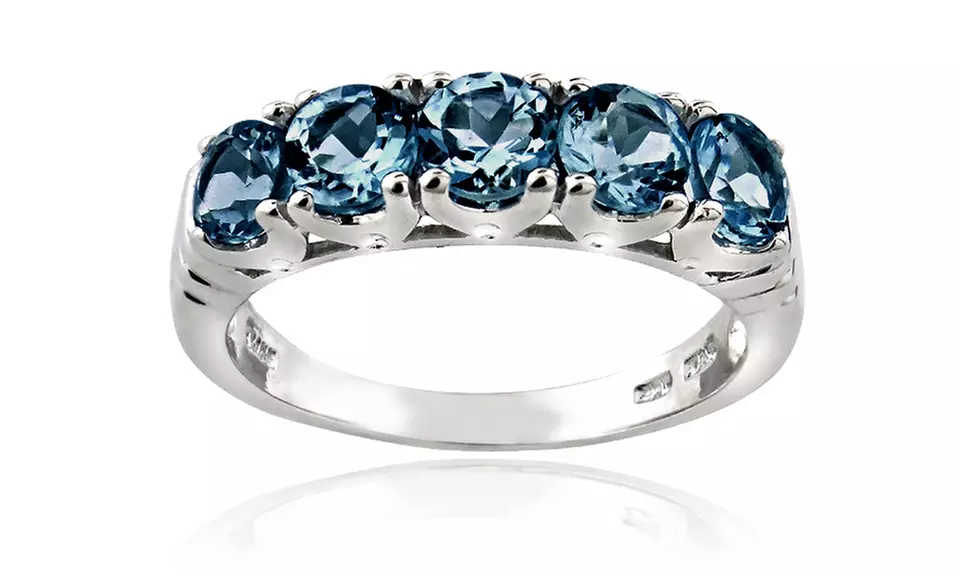 1.5 CTTW London Blue Topaz Half Eternity Band Ring in Sterling Silver - Primary Image