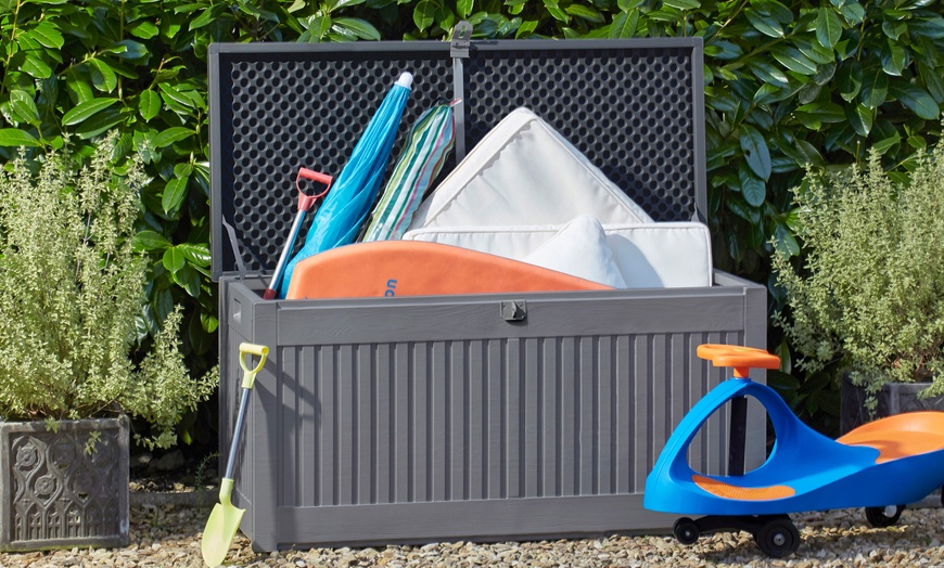 Image 2: Garden Gear 270L or 490L Lockable Garden Storage with Sit on Lid