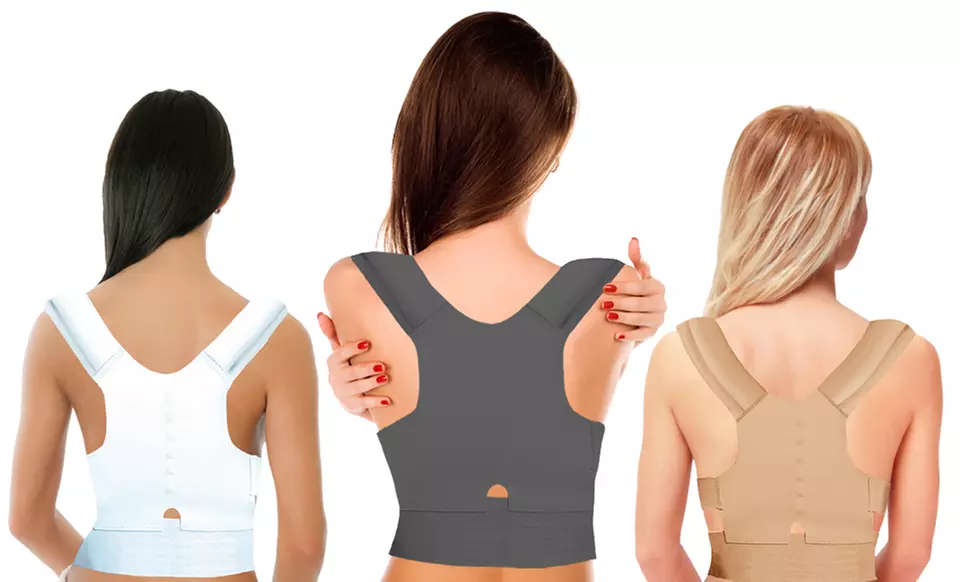 Padded Posture-Correcting Brace in Black, Brown, or White - Primary Image