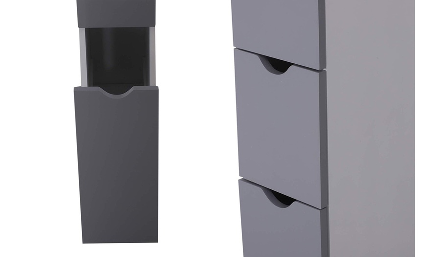 Image 3: HomCom Tall Bathroom Cabinet