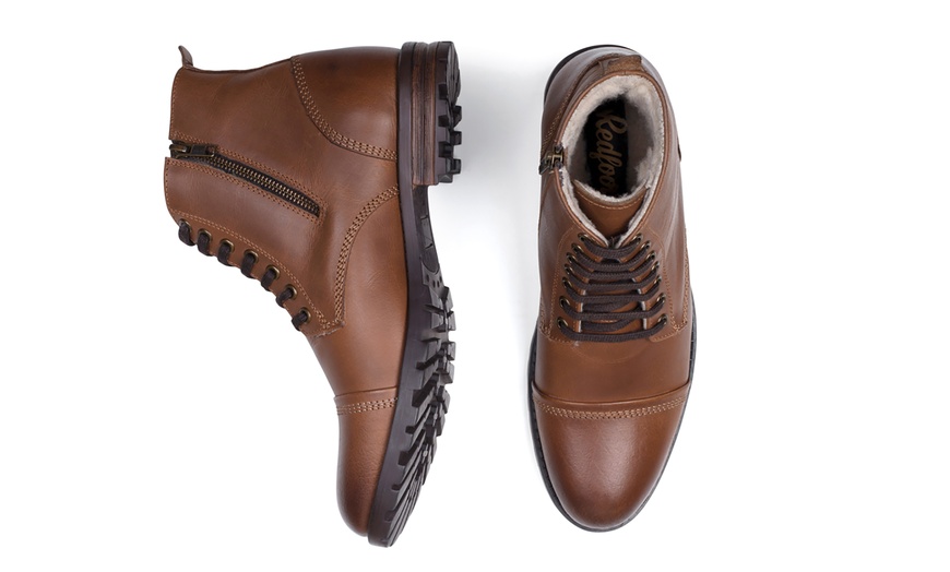 Image 23: Men's Fleece-Lined Leather Boots