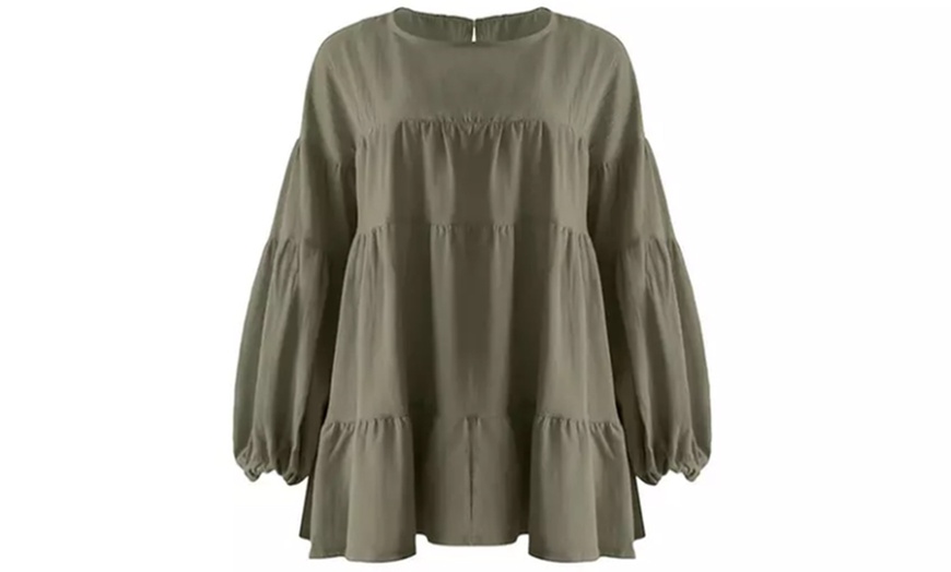 Image 10: Oversized Tiered Long-Sleeve Top