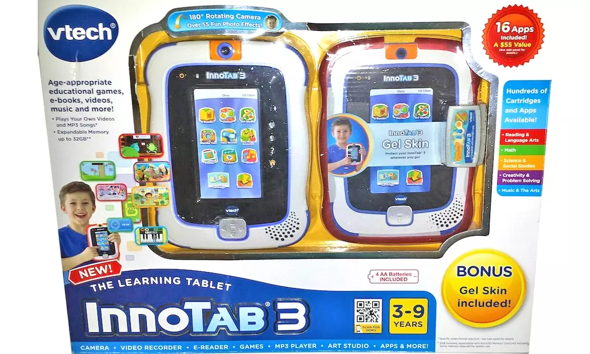 VTech InnoTab 3 Blue Learning Tablet with Red Gel Case and Cartridge - Primary Image
