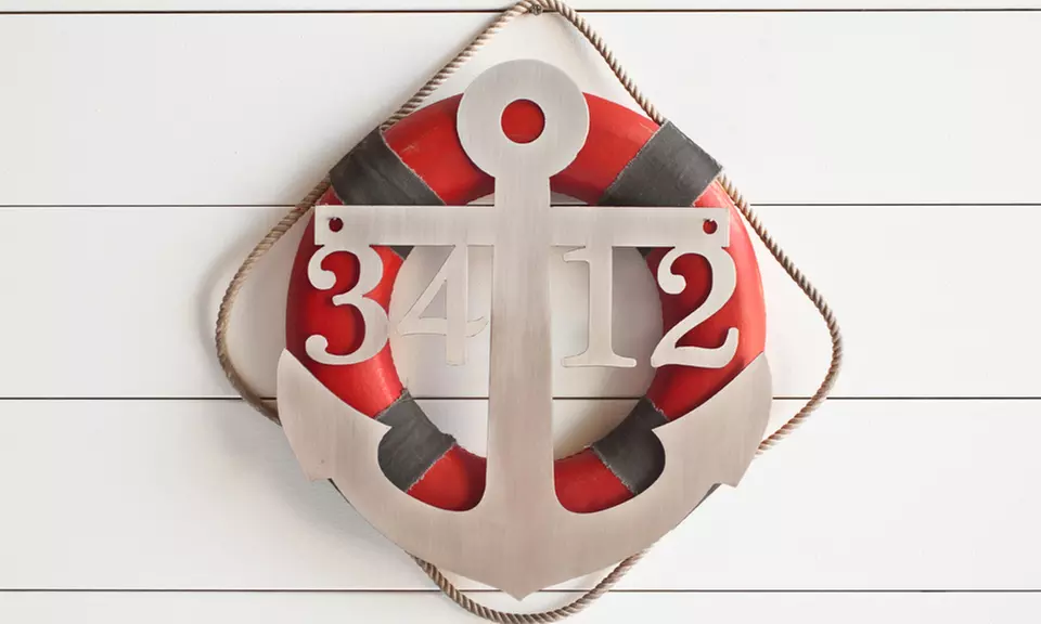 One, Two, or Three 16" Metal Custom Anchor Address Plaques from Rusted Orange (Up to 62% Off) - Primary Image