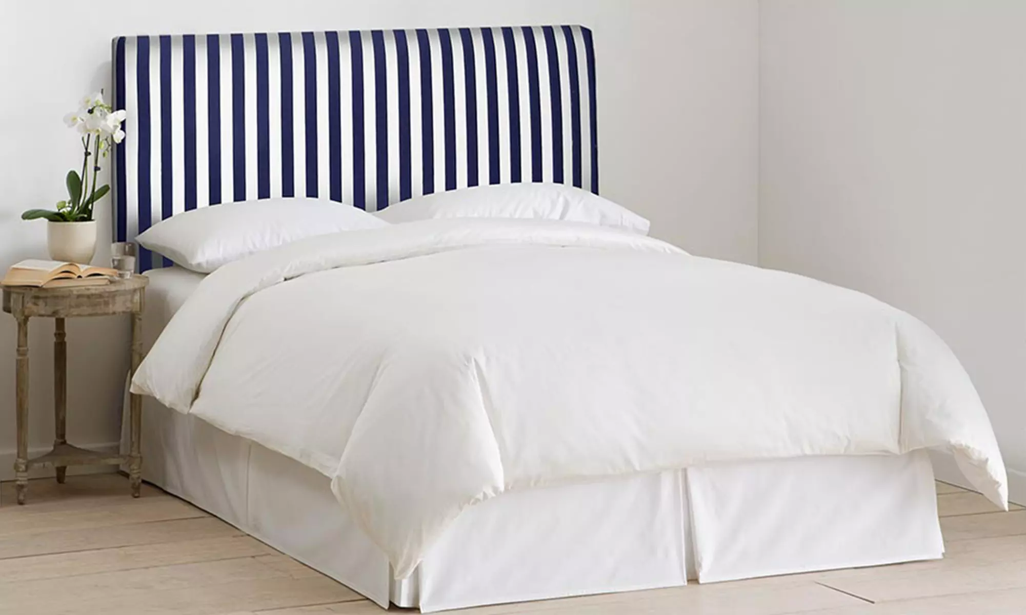 Skyline Furniture Upholstered Headboard in Blue-and-White Canopy Stripe from $179.99–$329.99 - Primary Image
