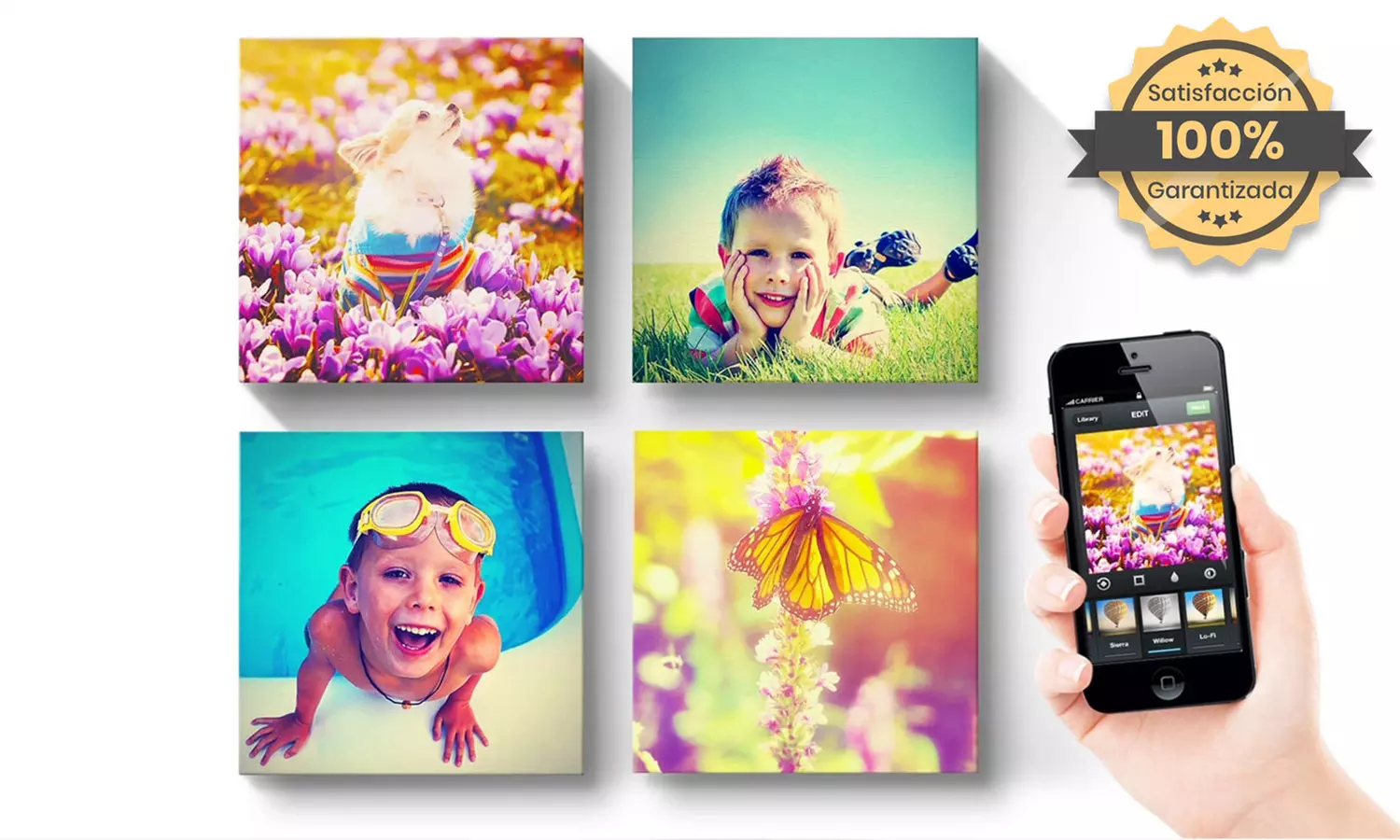 1, 2, 3 o 4 foto-lienzos Instagram personalizables de tamáo 25X25 cm desde 7,99 € en Printer Pix - Primary Image