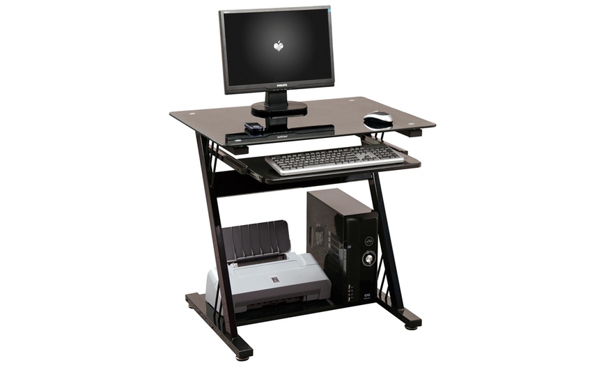 Image 1: High Gloss Black Computer Desk
