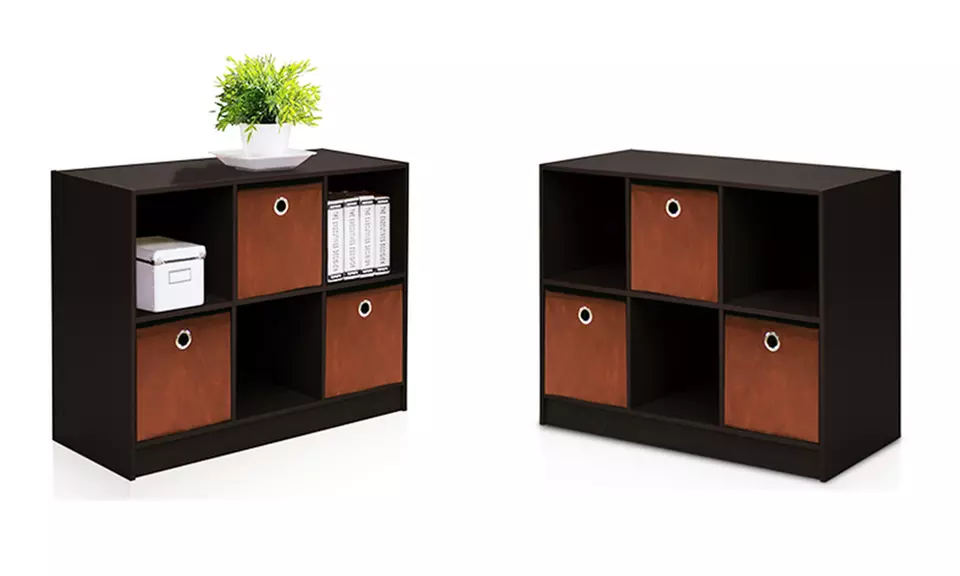 Furinno Cube Bookcase with Storage Bins - Primary Image