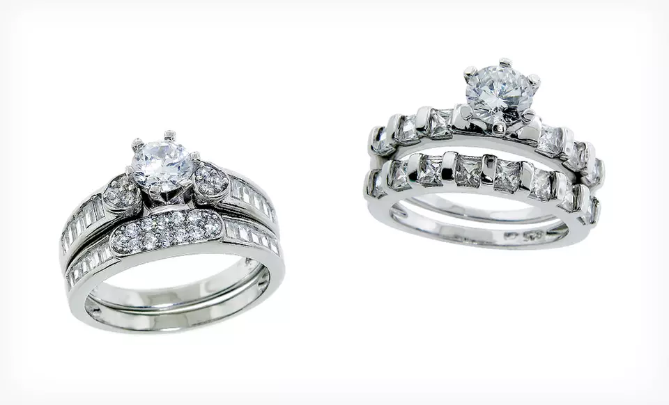 $19.99 for Women's 2-Piece Cubic Zirconia Wedding Ring Sets ($99 List Price). Free Shipping and Returns. - Second Medium