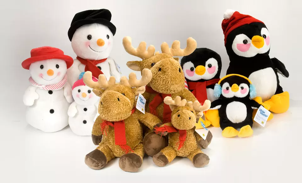 Winter Wonderland 3-Piece Plush Moose, Penguin, or Snowman Family Set. - Primary Image