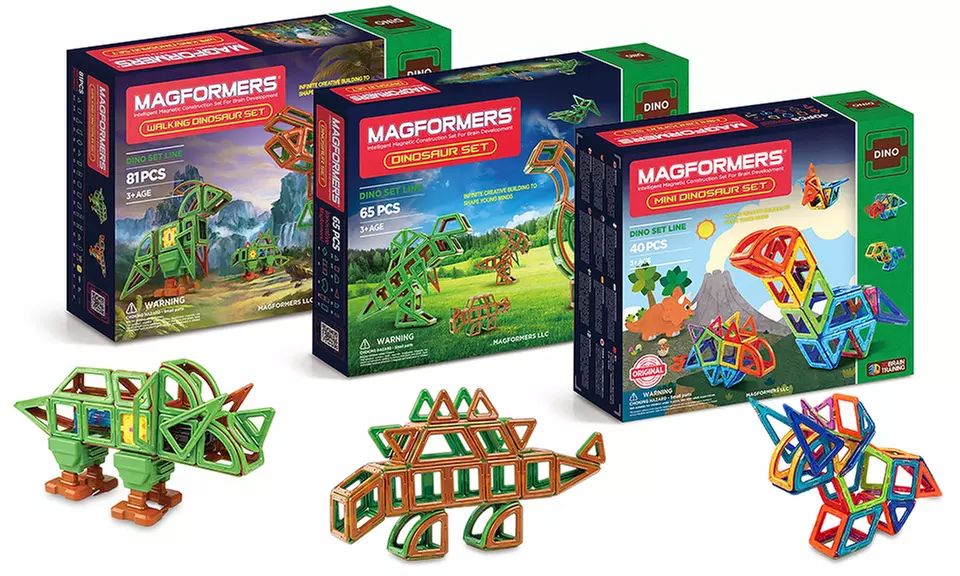 Magformers Magnetic Dinosaur Construction Sets (55-, 65-, or 81-Piece) - Primary Image