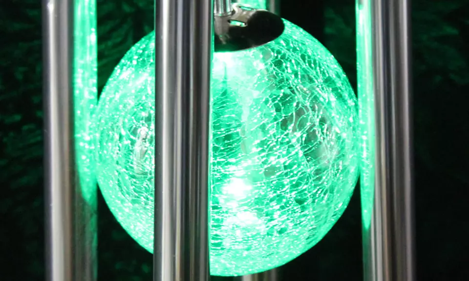 Crackle Glass Solar Lighted Wind Chime - Second Medium