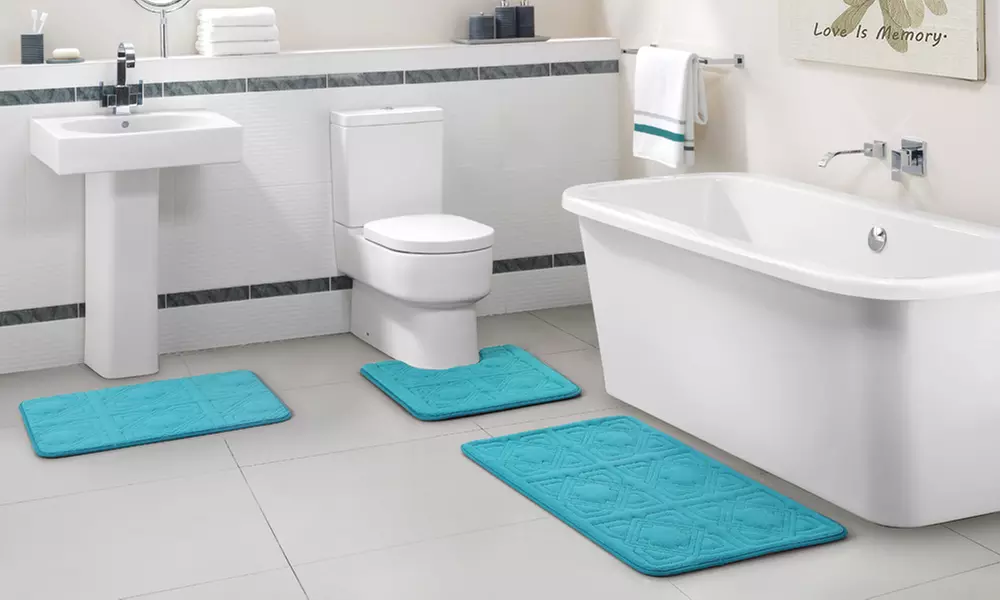 Byzantine Fleece Memory Foam Bath Rug Set (3-Piece) - Primary Image