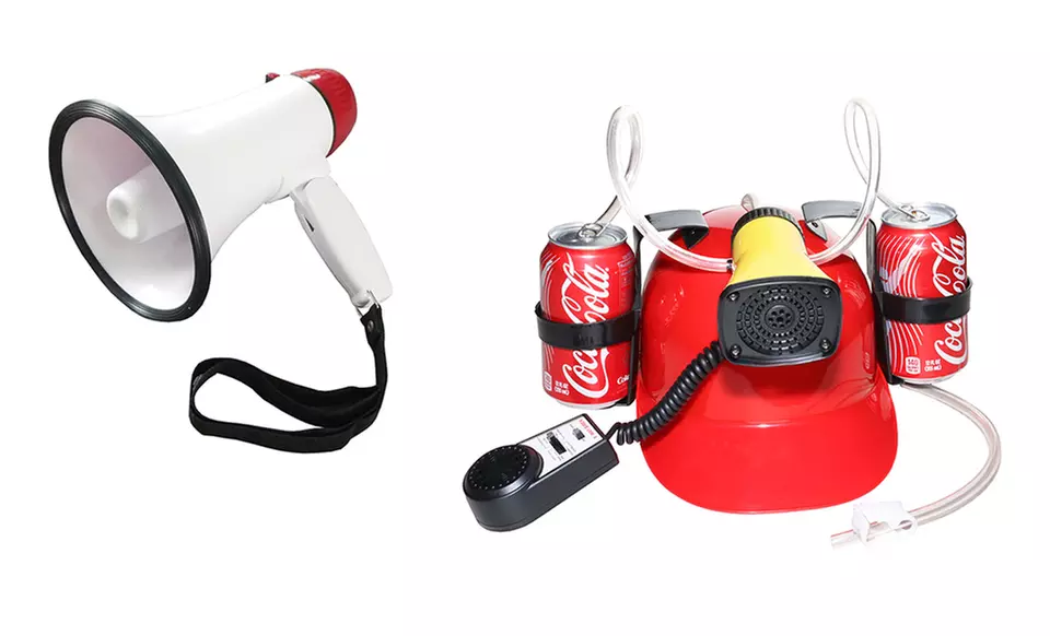 Helmet Hard Hat Can Holder or Handheld Megaphone/Bullhorn with Siren - Primary Image